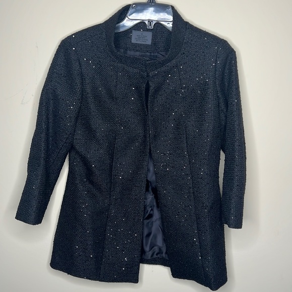 CHANEL, Jackets & Coats, Chanel Black Tweed Sequin Uniform Jacket 4